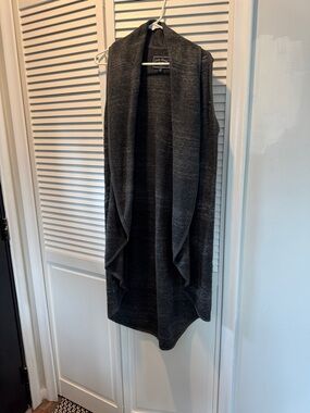 Lucky Brand Charcoal Gray Draped Open Front Knit Vest